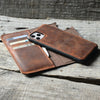 JJNUSA RFID Genuine Leather Distressed Wallet for Iphone 11 Magnetic Detachable Case Brown