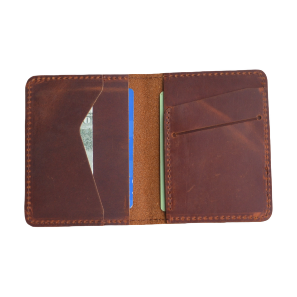 personalized Minimalist Bifold Wallet, Men's Minimalist Card Holder Distressed Leather Wallet  |  Bifold Leather Wallet