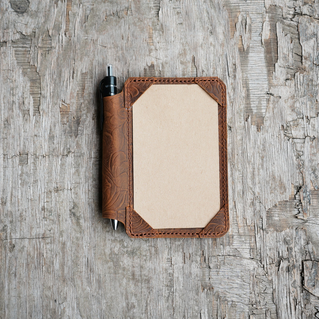 Distressed Genuine leather travel  index cards   cover   for  3x5 cards  passport  notebook cahie vintage refillable notepad with pen holder