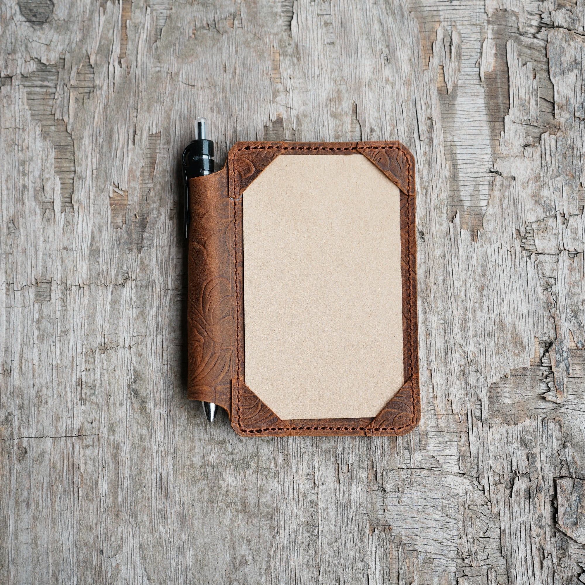 Distressed Genuine leather travel  index cards   cover   for  3x5 cards  passport  notebook cahie vintage refillable notepad with pen holder