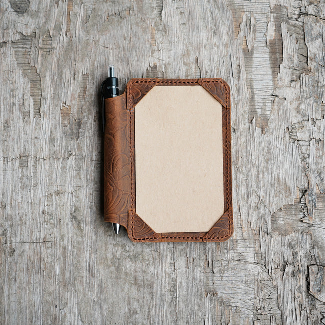 Distressed Genuine leather travel  index cards   cover   for  3x5 cards  passport  notebook cahie vintage refillable notepad with pen holder Main Image