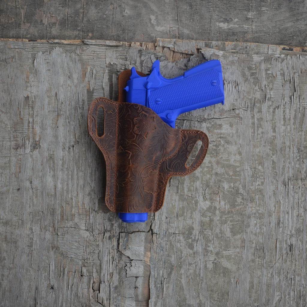 Genuine Leather Gun Holster Leather Hunting Gun Holster OWB Fits Most Colt 1911  Style 9mm .40 .45 With 4  4.25  5  Barrel Length