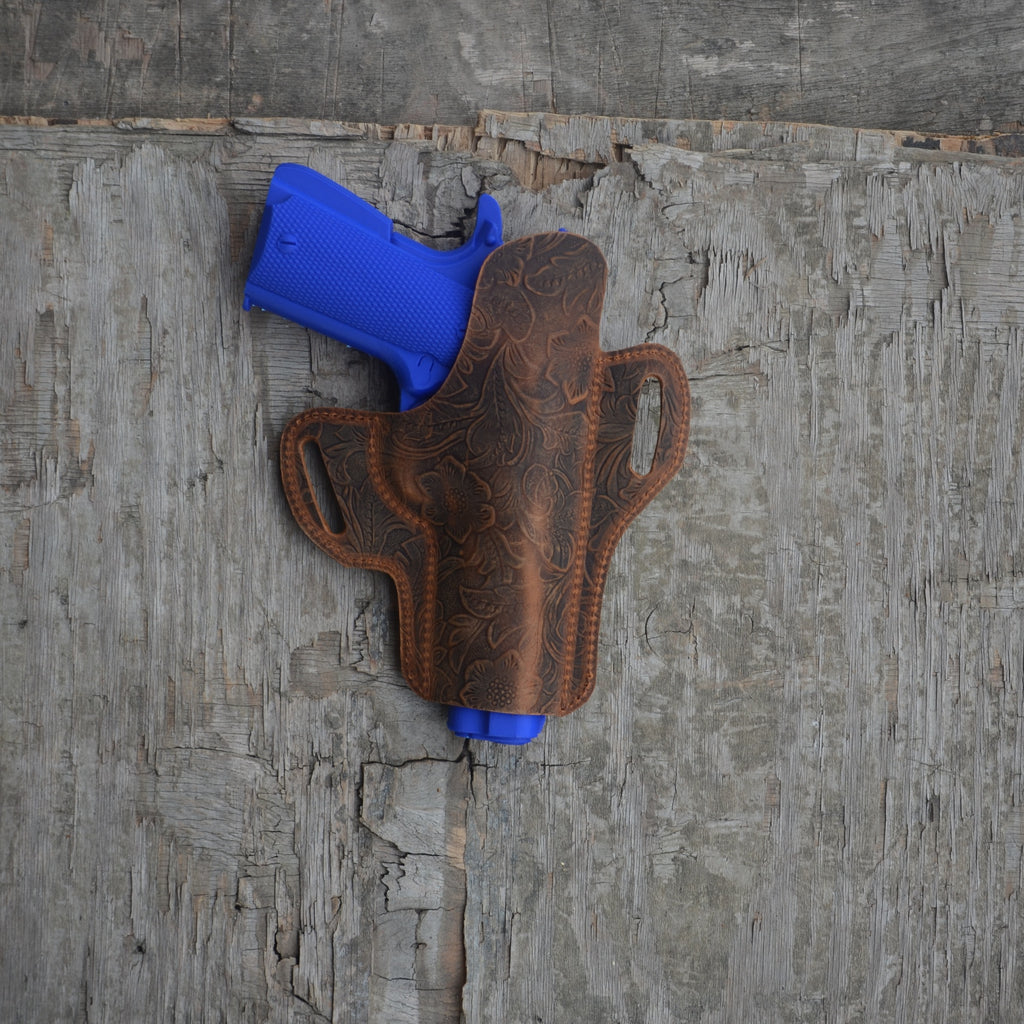 Genuine Leather Gun Holster Leather Hunting Gun Holster OWB Fits Most Colt 1911  Style 9mm .40 .45 With 4  4.25  5  Barrel Length