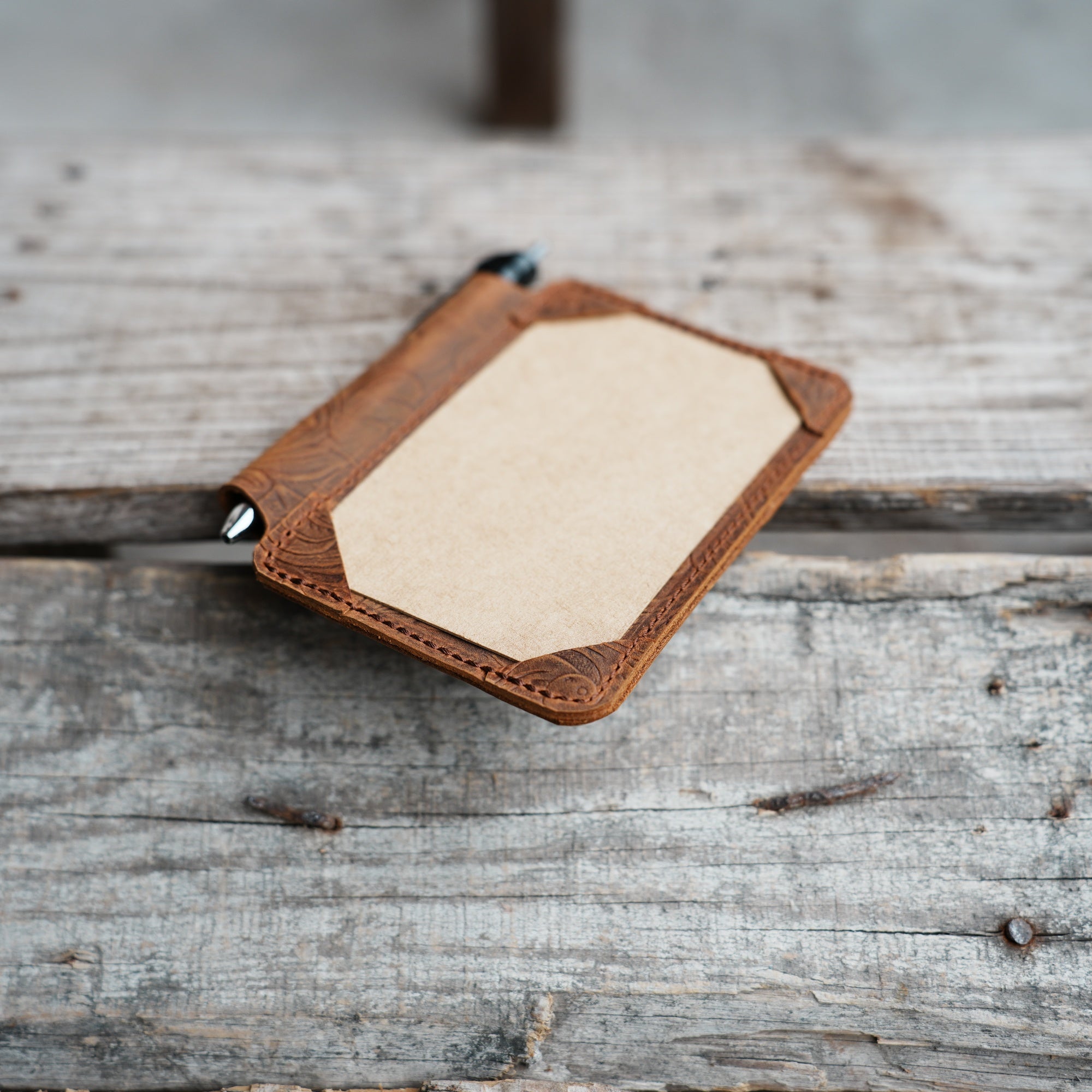 Distressed Genuine leather travel  index cards   cover   for  3x5 cards  passport  notebook cahie vintage refillable notepad with pen holder