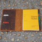Personalized Genuine Leather Notebook A5 Notepad Cover for Steno Notes 6  x 9  , Top Spiral Notebook Rocketbook Flip Executive  6  x 8.8