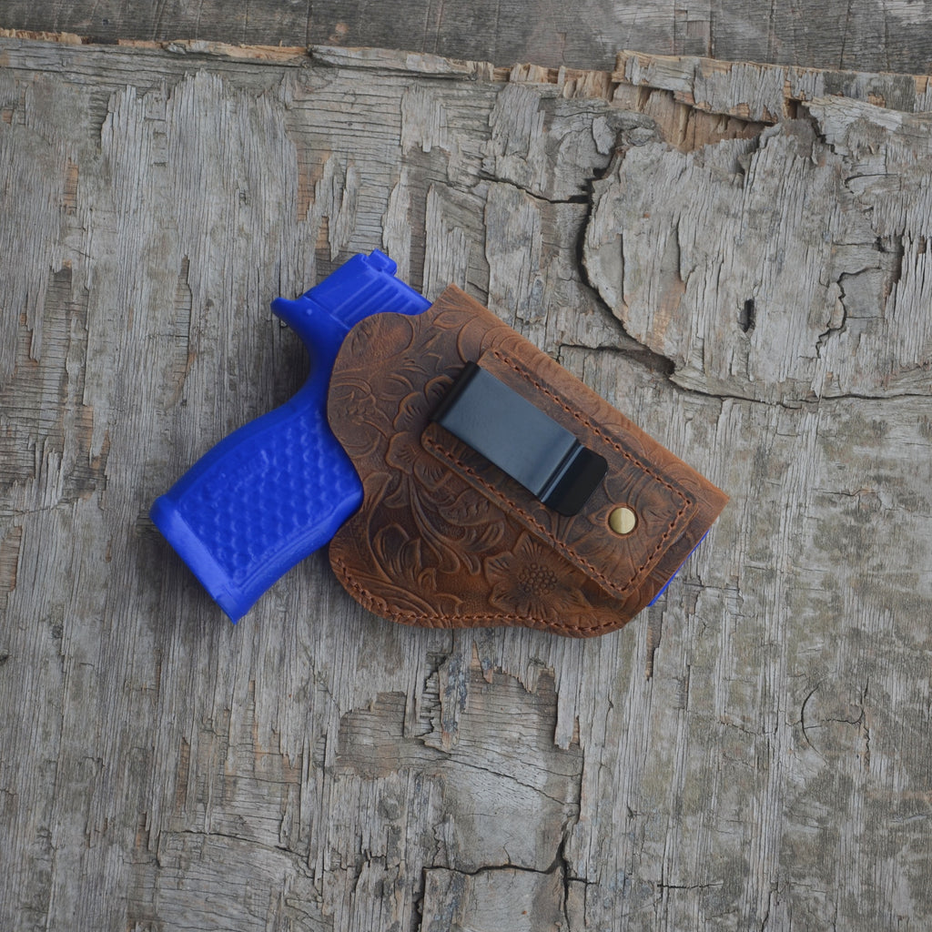 Genuine Leather Gun Holster Smith and Wesson M&P  380 Shield EZ  Leather Gun Holster IWB holster