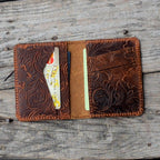 personalized Minimalist Bifold Wallet, Men's Minimalist Card Holder Distressed Leather Wallet  |  Bifold Leather Wallet