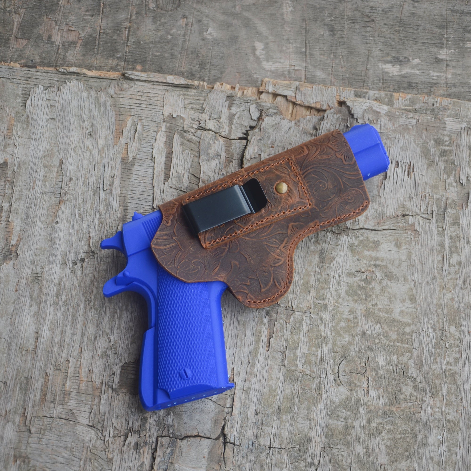 Genuine Leather Gun Holster Leather Hunting  IWB, OWB Fits Most Kimber Micro 9mm Holster Style 9mm .40 .45 With 4  4.25  5  Barrel Length