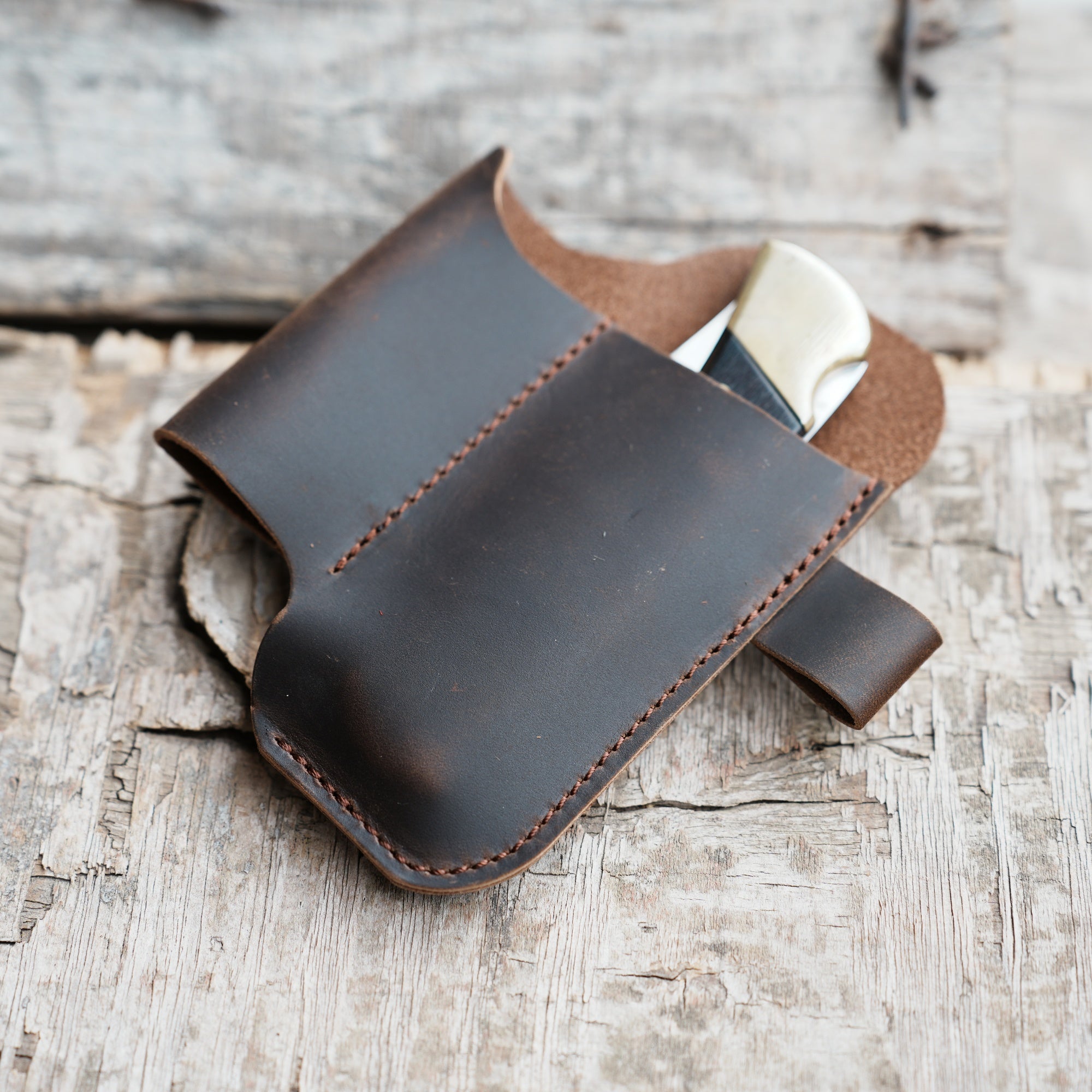 Genuine Leather Sheath Organizer, EDC Belt Holder Flashlight Holder, Pen Holder ,folding Knives 4  5  buck 110 112 knife Sheath Holster