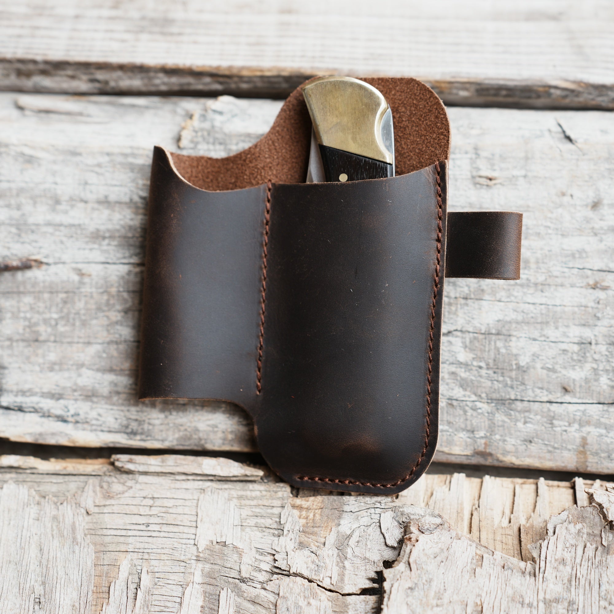 Genuine Leather Sheath Organizer, EDC Belt Holder Flashlight Holder, Pen Holder ,folding Knives 4  5  buck 110 112 knife Sheath Holster