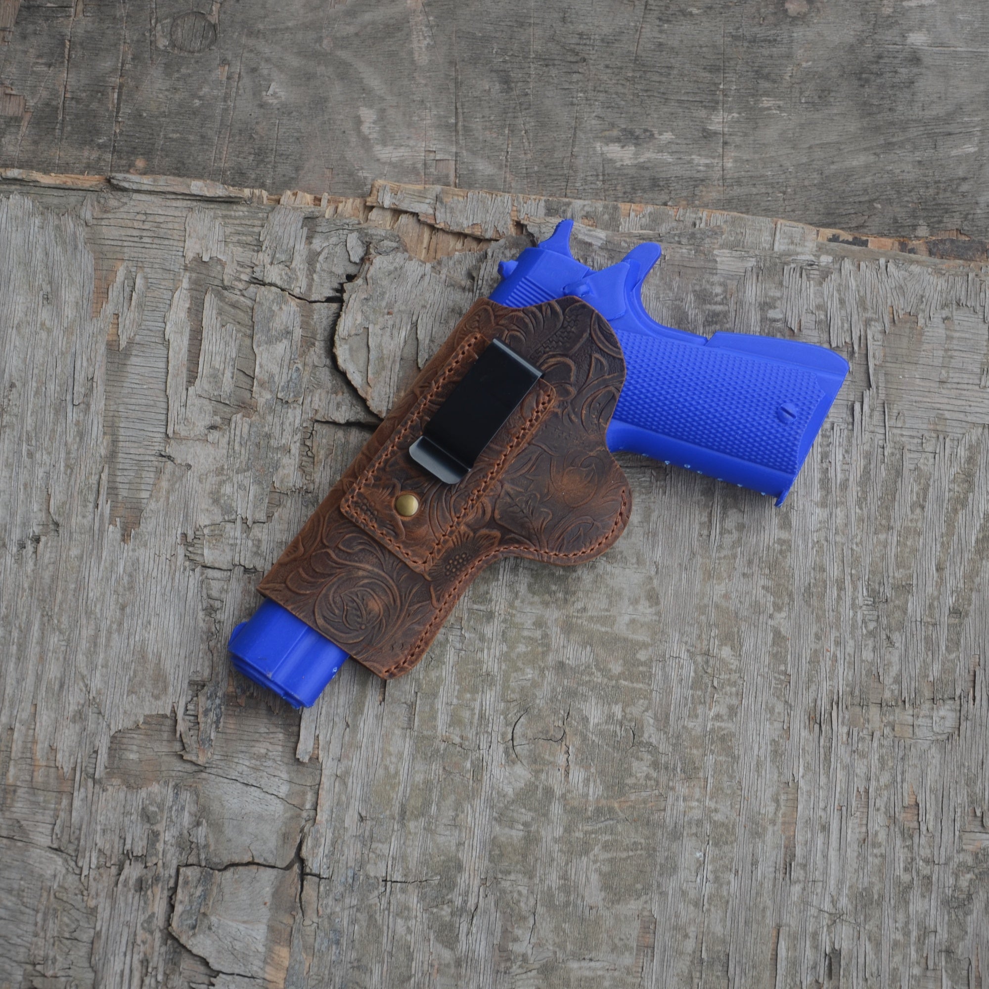 Genuine Leather Gun Holster Leather Hunting  IWB, OWB Fits Most Kimber Micro 9mm Holster Style 9mm .40 .45 With 4  4.25  5  Barrel Length