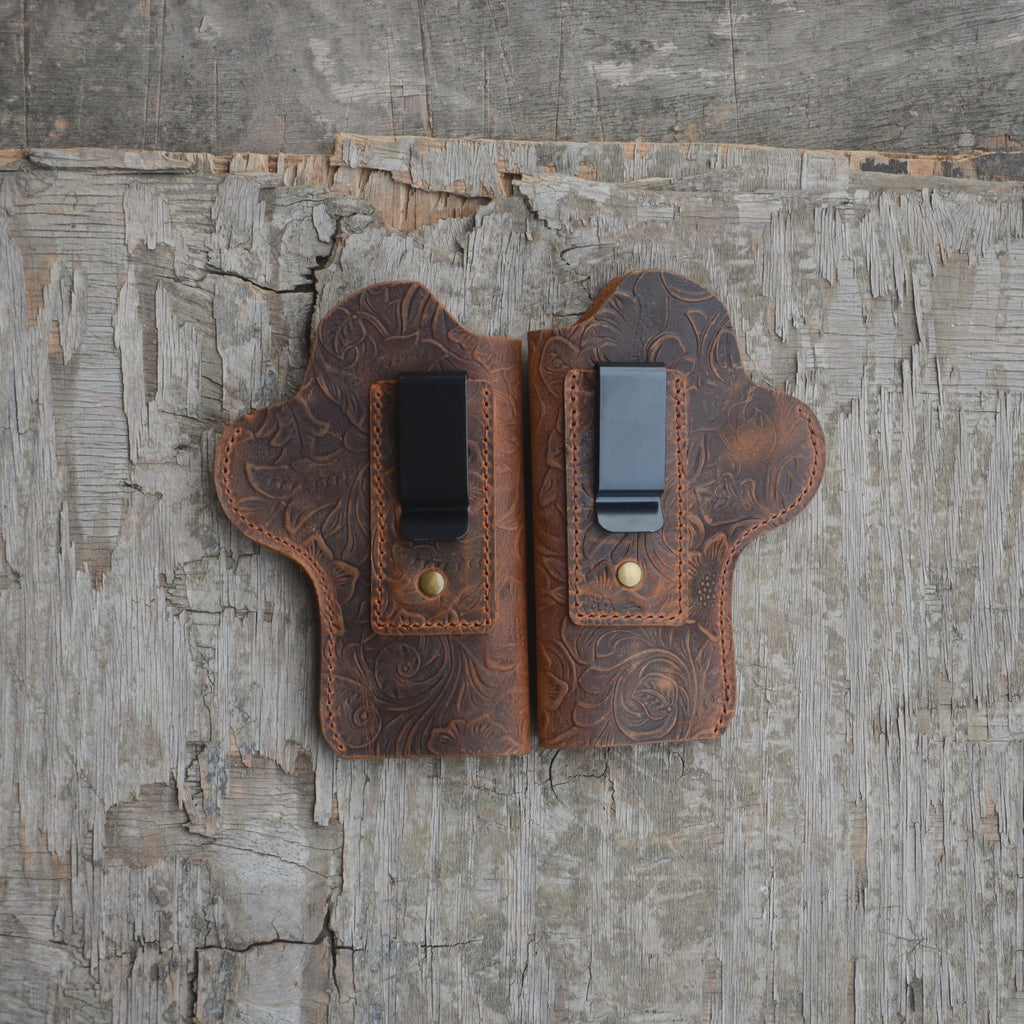 Genuine Leather Gun Holster Leather Hunting  IWB, OWB Fits Most Kimber Micro 9mm Holster Style 9mm .40 .45 With 4  4.25  5  Barrel Length