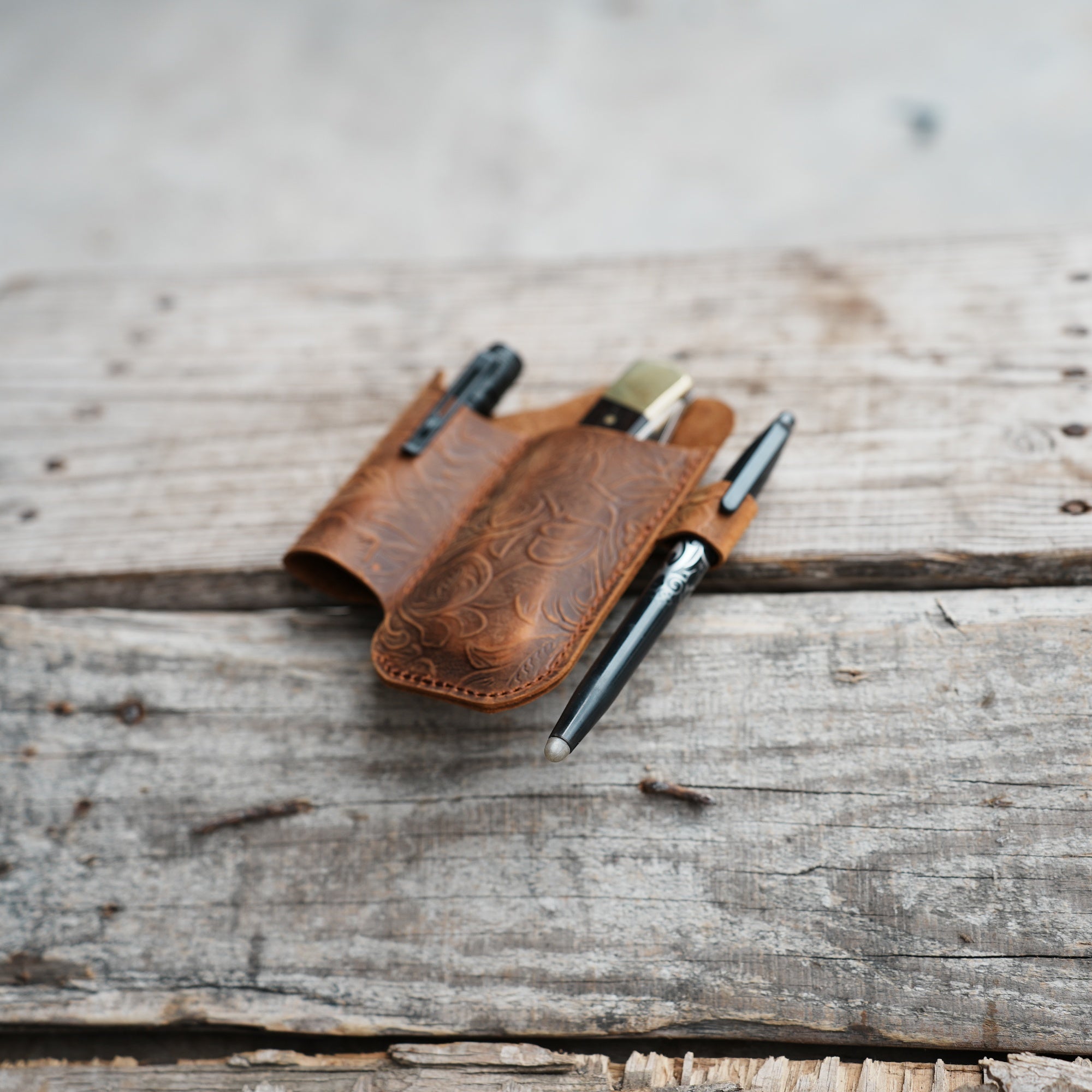 Genuine Leather Pocket Knives Sheath for 4  5   Knives , EDC Belt Holder Flashlight Holder, Pen Holder , Folding Knife buck 110 112 Holster