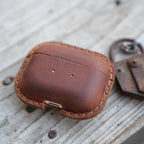 Genuine Leather Distressed Leather for AirPods Pro 3  2 1 Full Leather Case  Bluetooth wireless headphone case  MagSafe Compatible