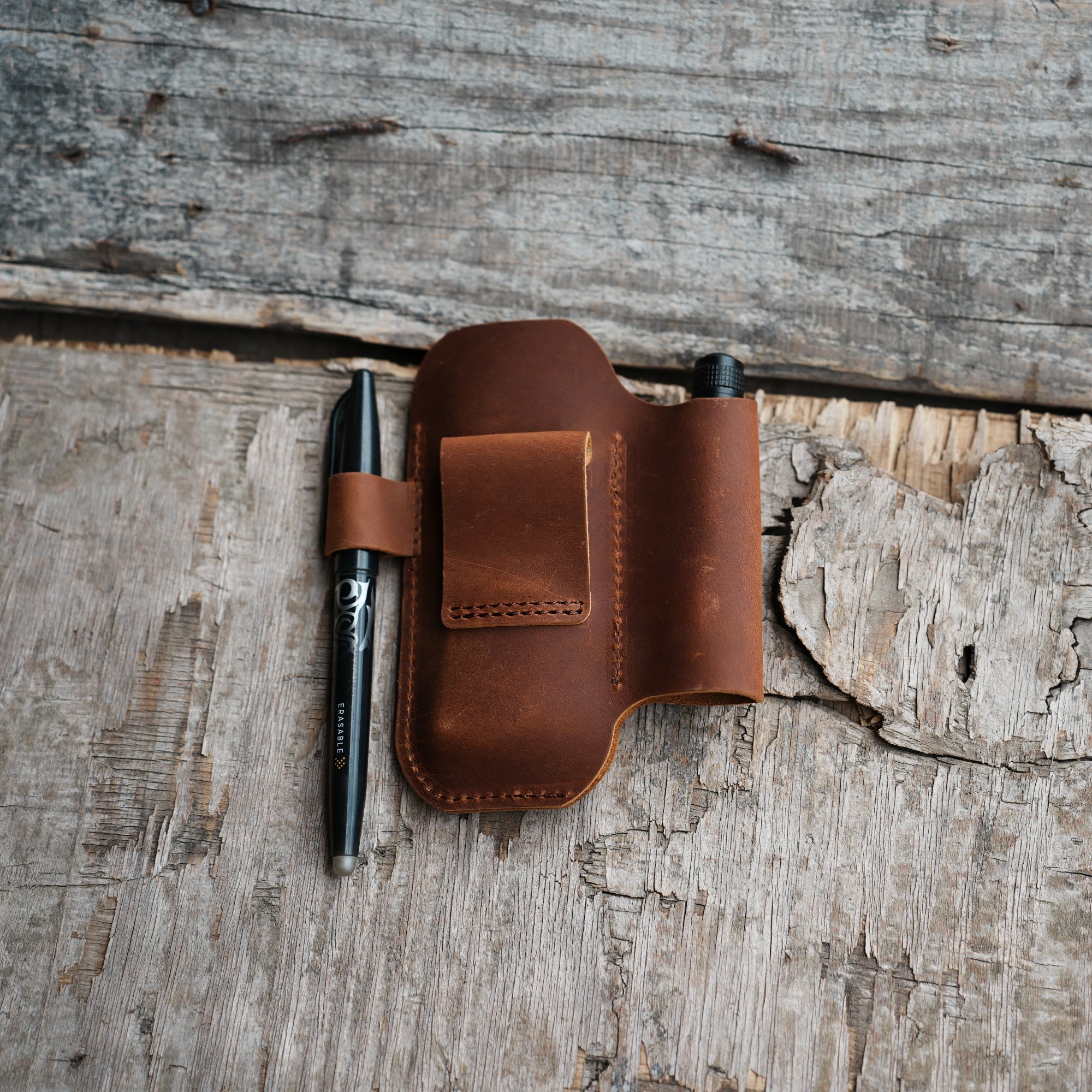 Genuine Leather Pocket Knives Sheath for 4  5   Knives , EDC Belt Holder Flashlight Holder, Pen Holder , Folding Knife buck 110 112 Holster