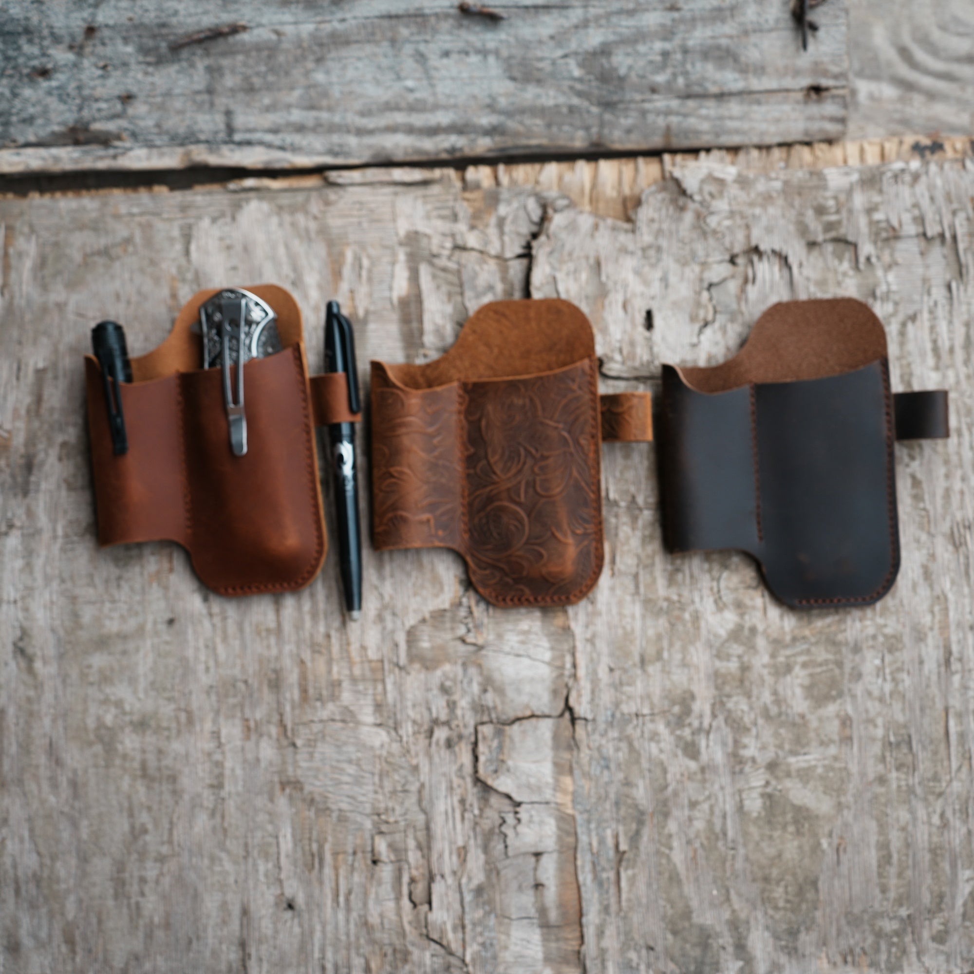 Genuine Leather Pocket Knives Sheath for 4  5   Knives , EDC Belt Holder Flashlight Holder, Pen Holder , Folding Knife buck 110 112 Holster