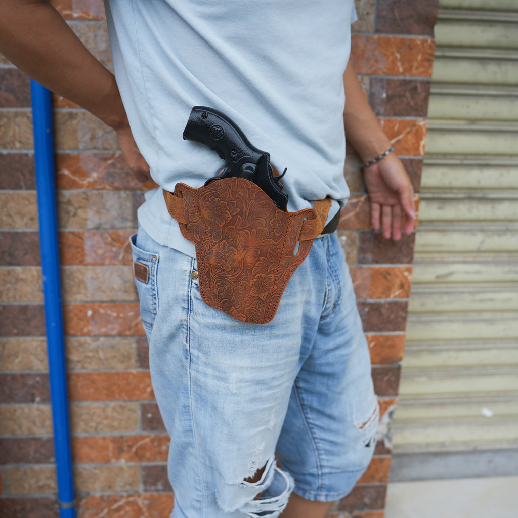 Genuine Leather Gun Revolver Holster Owb For Z Frame  Fits Taurus Judge 2-1/2''  Fits S&W Governor, Taurus Judge 2.5  Taurus Public Defender