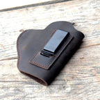 Genuine Leather Gun Holster Handmade Hunting IWB Holster Bag , FN 509  9mm  Pocket Holster  flower brown