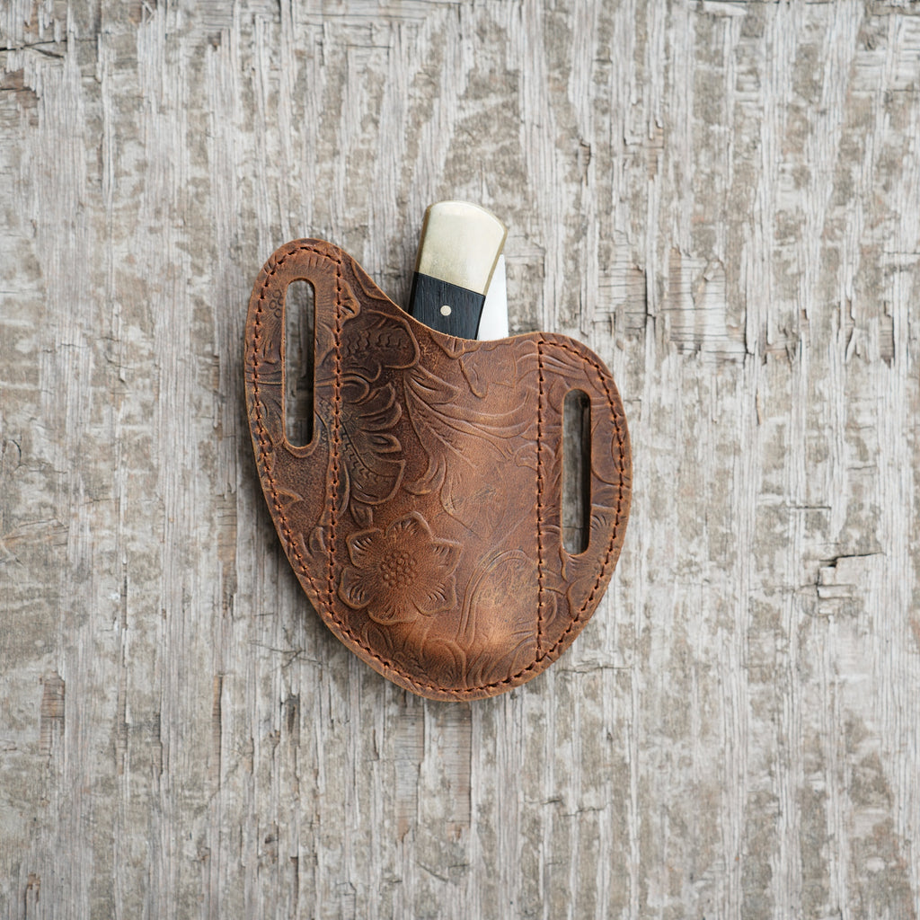 Leather Folding Knife Sheath for 4 - 5  inch Pocket , Leather Knives , Leather Holster Holder for buck 110 112 Pouch spyderco military 2