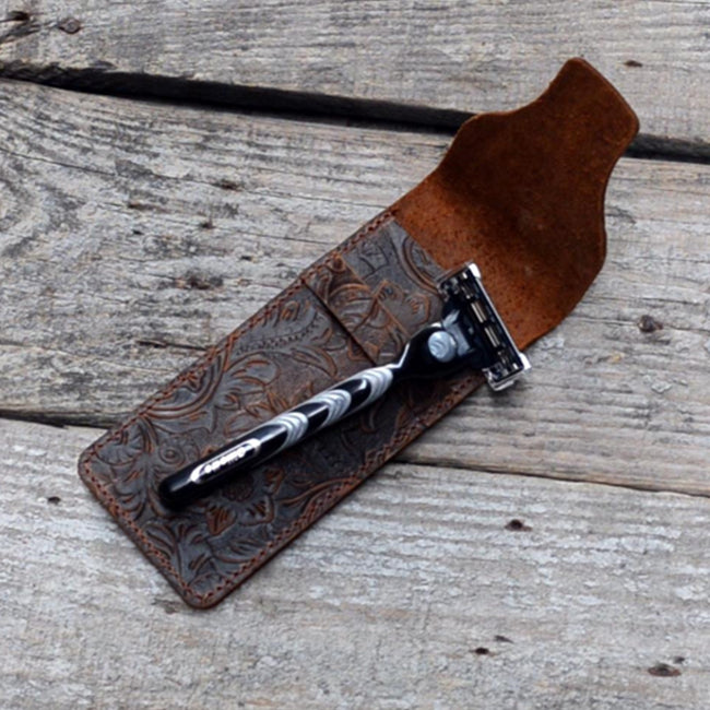 Handmade Leather Travel Pouch  RazoRock / Taylor Of Old Bond Street  Leather Safety Razor Case , Double Edge Razor , Men's Shaving Razor Main Image