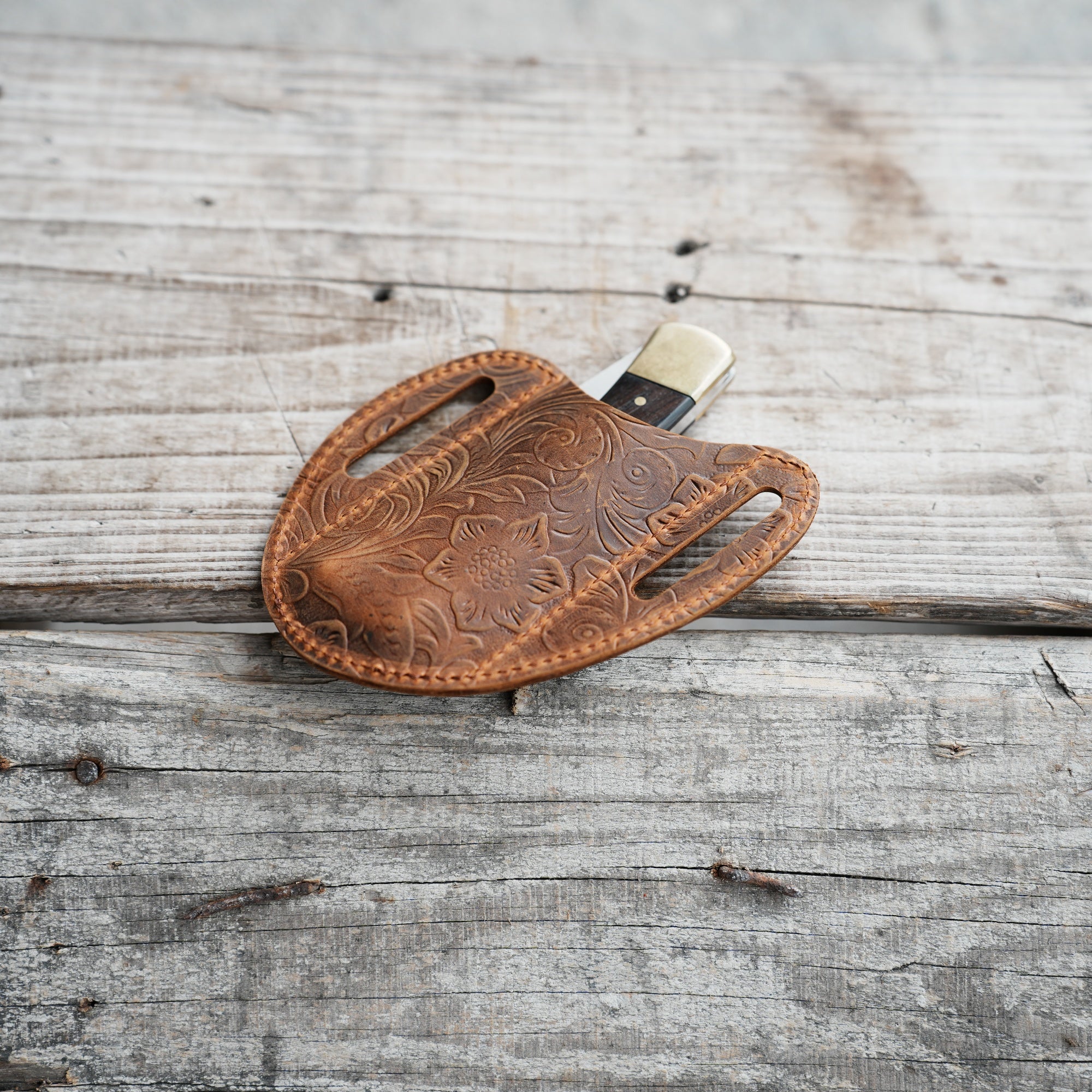 Leather Folding Knife Sheath for 4 - 5  inch Pocket , Leather Knives , Leather Holster Holder for buck 110 112 Pouch spyderco military 2