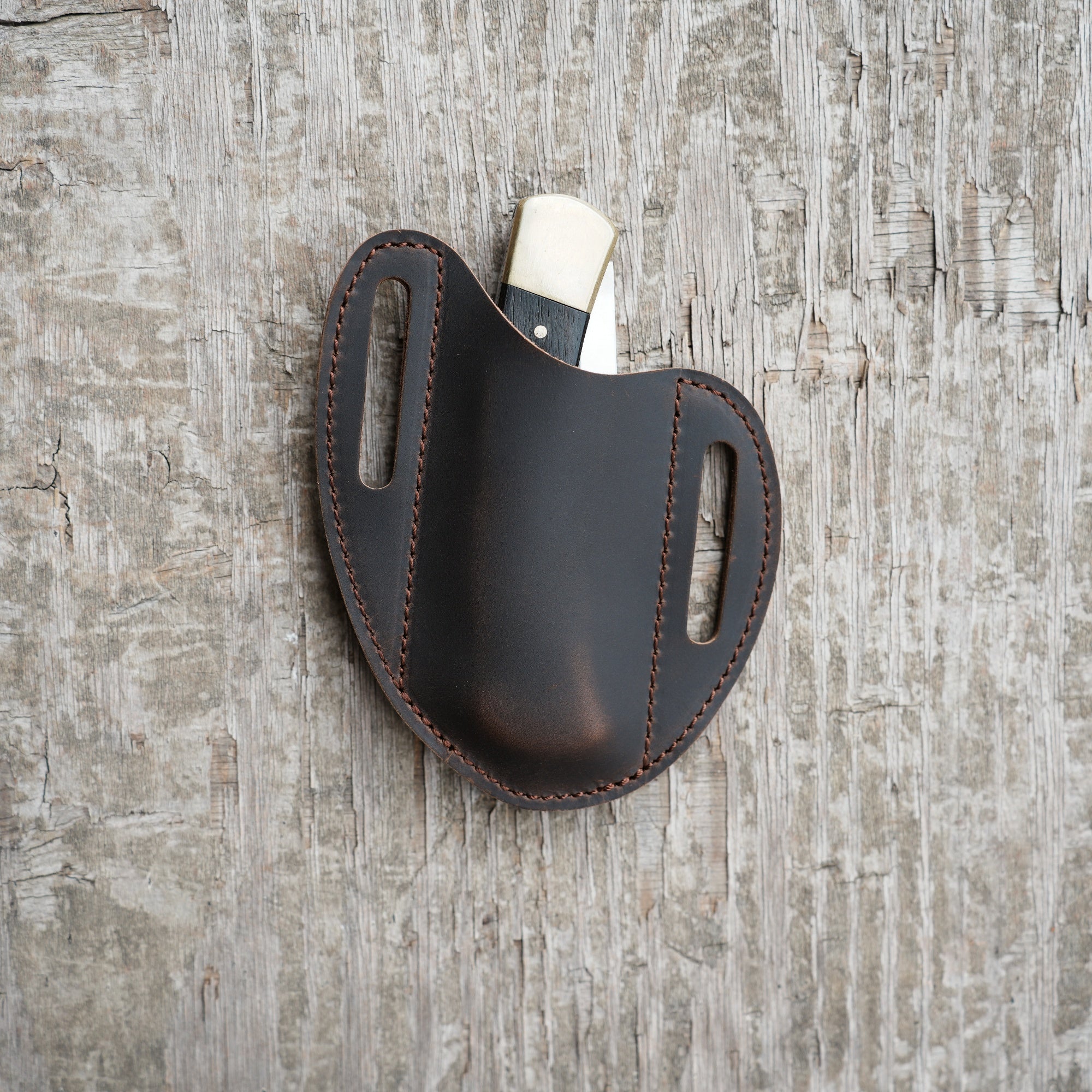 Leather Folding Knife Sheath for 4 - 5  inch Pocket , Leather Knives , Leather Holster Holder for buck 110 112 Pouch spyderco military 2