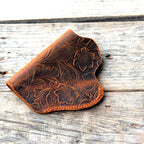 Genuine Leather Gun Holster Handmade Hunting IWB Holster Bag , USP/P8 Pocket Holster Springfield Hellcat and Shield flower brown