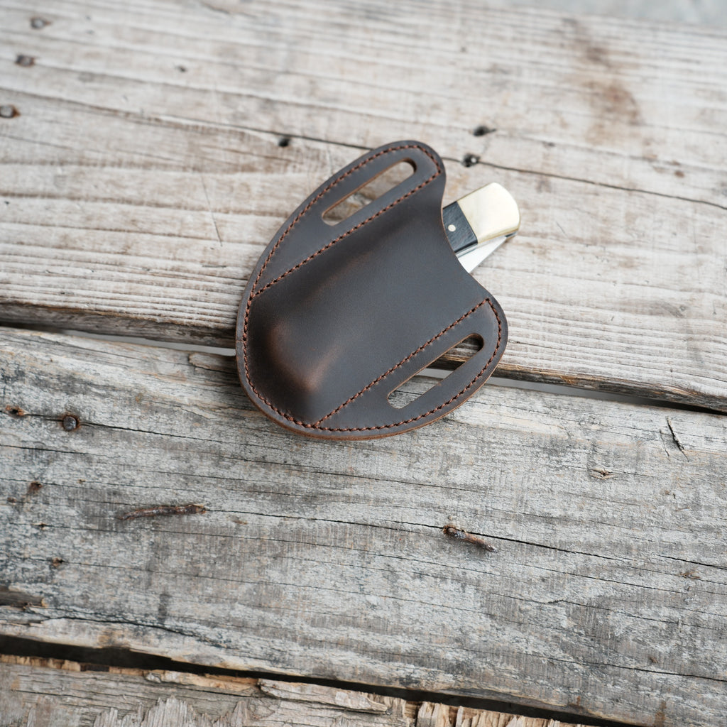 Leather Folding Knife Sheath for 4 - 5  inch Pocket , Leather Knives , Leather Holster Holder for buck 110 112 Pouch spyderco military 2