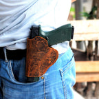 Genuine Leather Gun Holster Handmade Hunting IWB Holster Bag , FN 509  9mm  Pocket Holster  flower brown