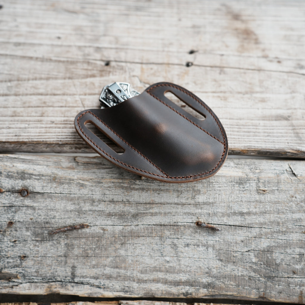 Leather Folding Knife Sheath for 4 - 5  inch Pocket , Leather Knives , Leather Holster Holder for buck 110 112 Pouch spyderco military 2