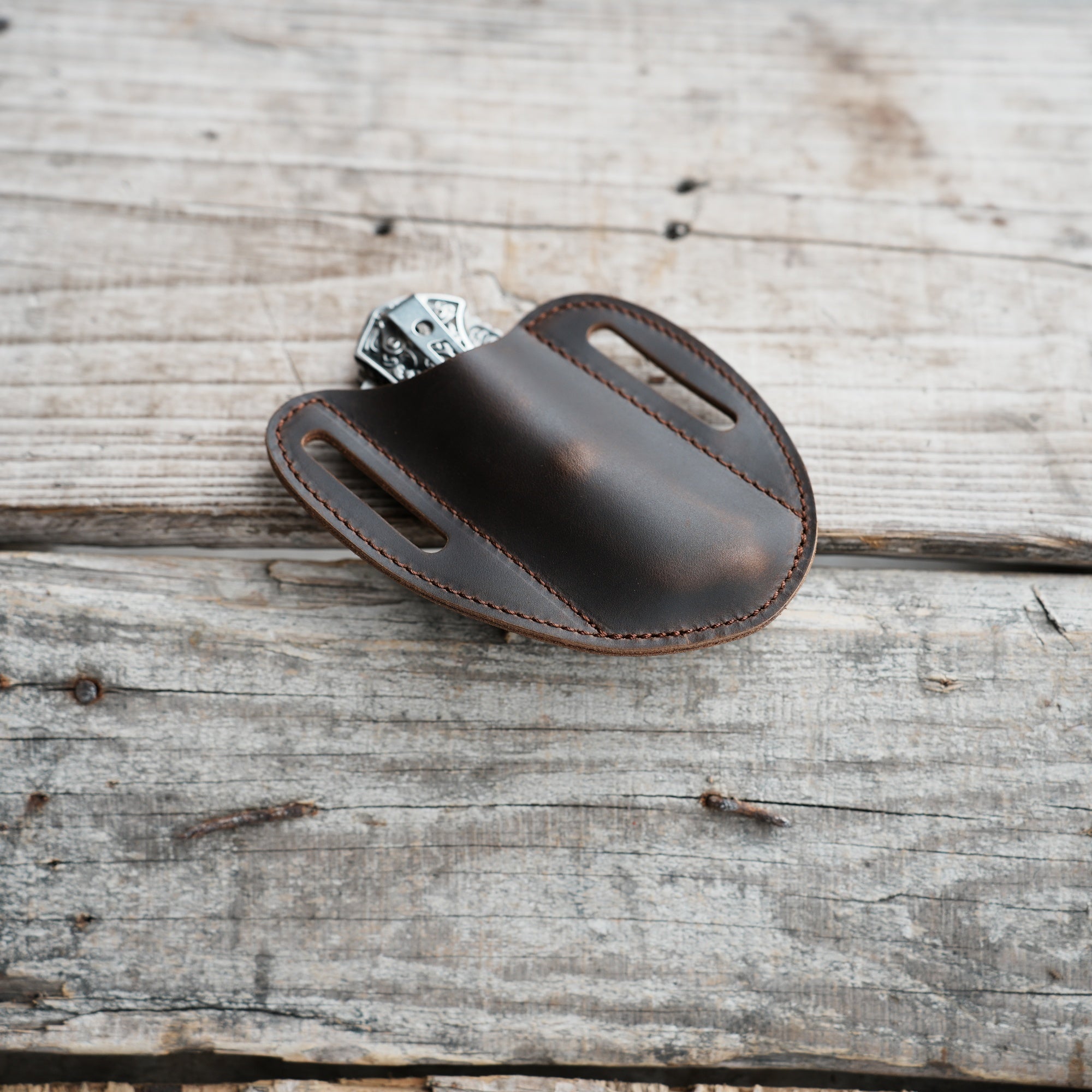 Leather Folding Knife Sheath for 4 - 5  inch Pocket , Leather Knives , Leather Holster Holder for buck 110 112 Pouch spyderco military 2