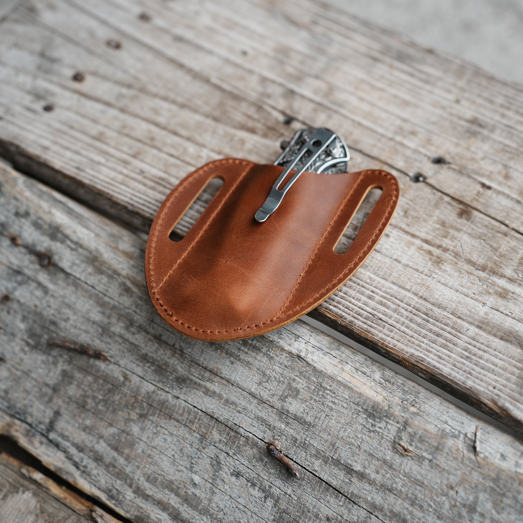 Leather Folding Knife Sheath for 4 - 5  inch Pocket , Leather Knives , Leather Holster Holder for buck 110 112 Pouch spyderco military 2