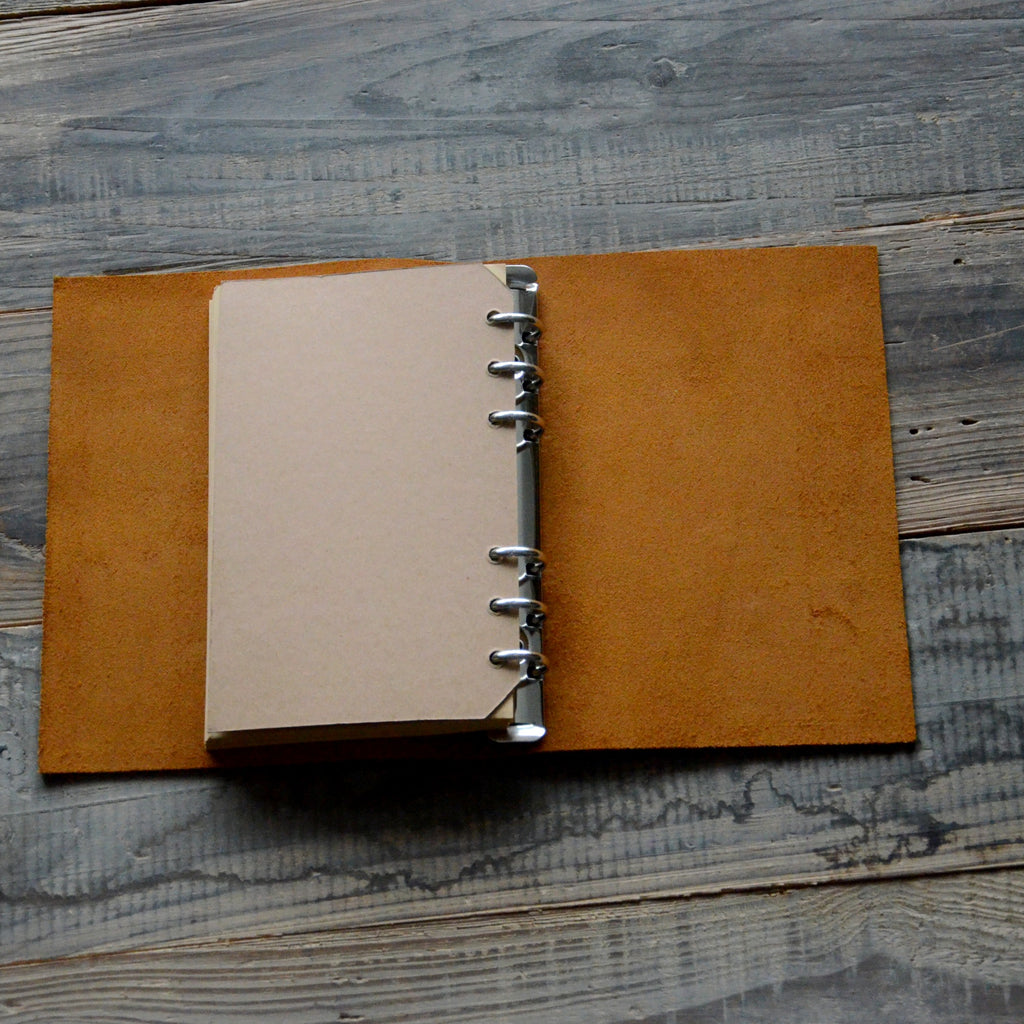 Personalized Simple A5 leather ring binder notebook cover filofax A5  Diary Cover A6  Leather  distressed leather refillable refill journal