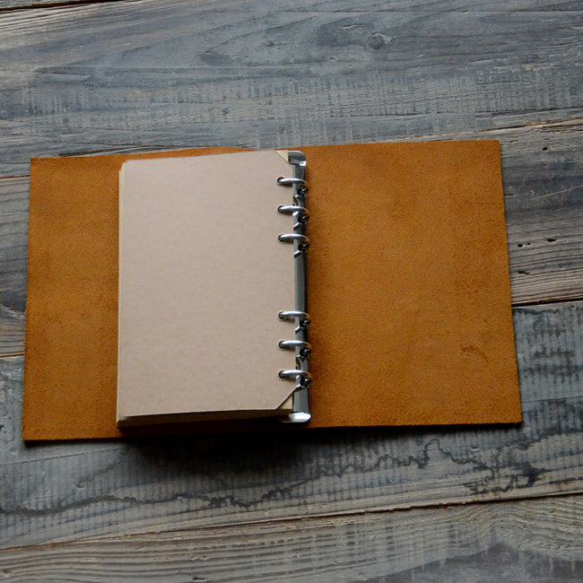 Personalized Simple A5 leather ring binder notebook cover filofax A5  Diary Cover A6  Leather  distressed leather refillable refill journal Main Image