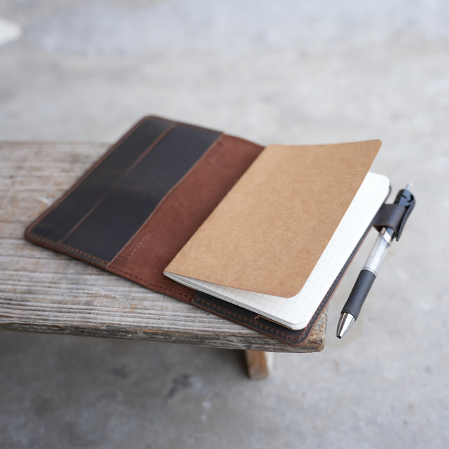 Genuine leather travel index cards cover for  moleskine Leuchterm 1917 A6  hobonichi midori a6 148 x 105mm / 5.8" x 4.1" notebook cover refillable notepad with 3x5 cards Main Image