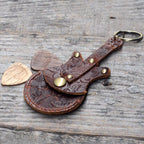 Genuine Guitar shaped pick holder, Genuine Leather Guitar Pick Holder Keychain, Picks Case Instrument Gifts Ideas for Musicians