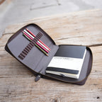 JJNUSA Leather Sketchbook Zipper Cover Artist Sketch Pad Cover for 5.5" x 8.5" / Top Spiral Mini Sketchbook, Drawing Book and Pencil Holder Case, Travel Journal Notebook Portfolio A5