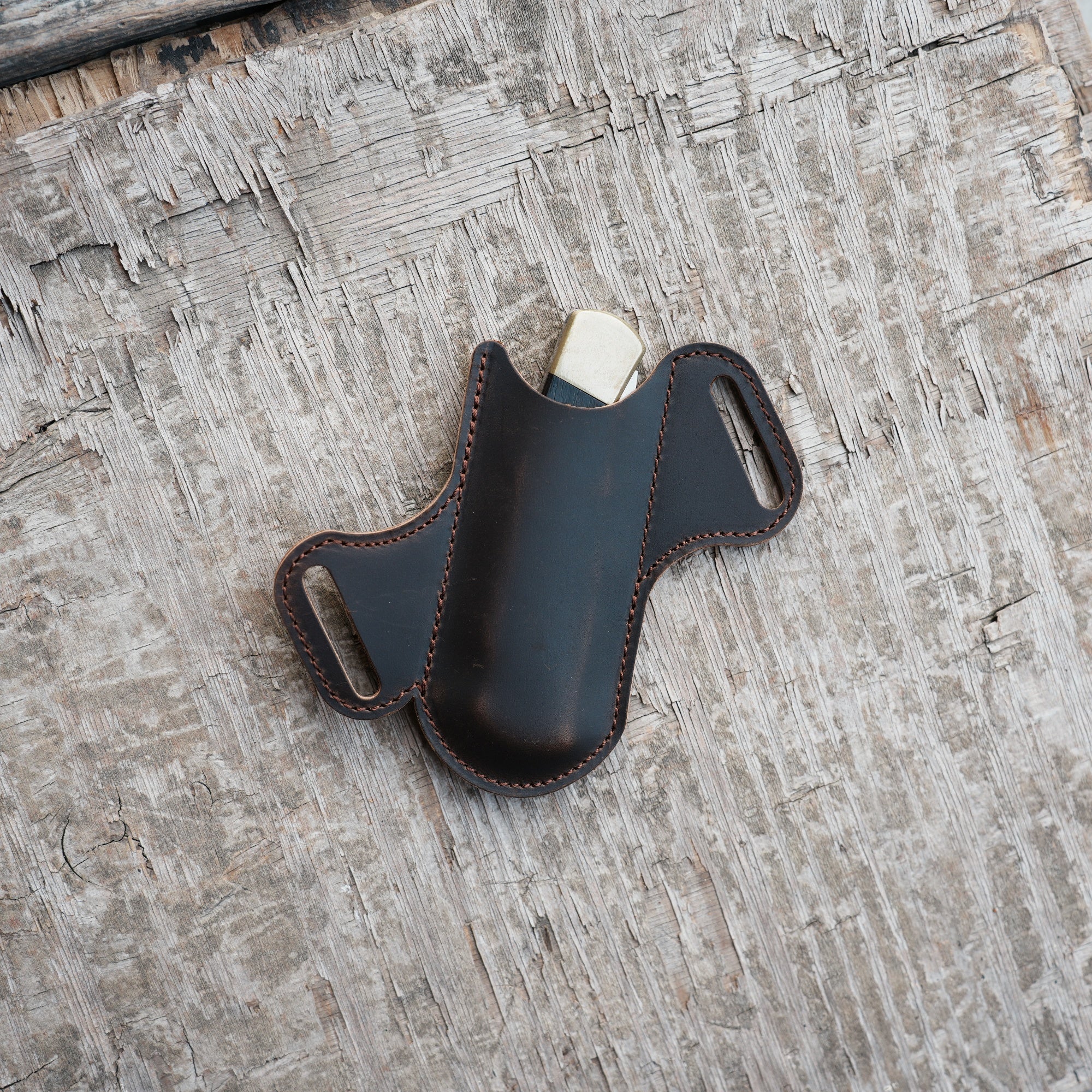 Leather Folding Knife Sheath for 4 - 5  inch Knives Pocket , Leather Knives Holder  Holster , EDC Leather for spyderco military 2 Pouch