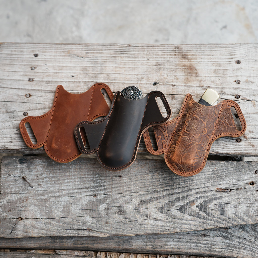 Leather Folding Knife Sheath for 4 - 5  inch Knives Pocket , Leather Knives Holder, Leather Holster Holder, EDC Leather for buck 110 Pouch