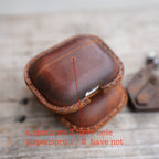 Genuine Leather Distressed Leather for AirPods Pro 3  2 1 Full Leather Case  Bluetooth wireless headphone case  MagSafe Compatible - JJNUSA®