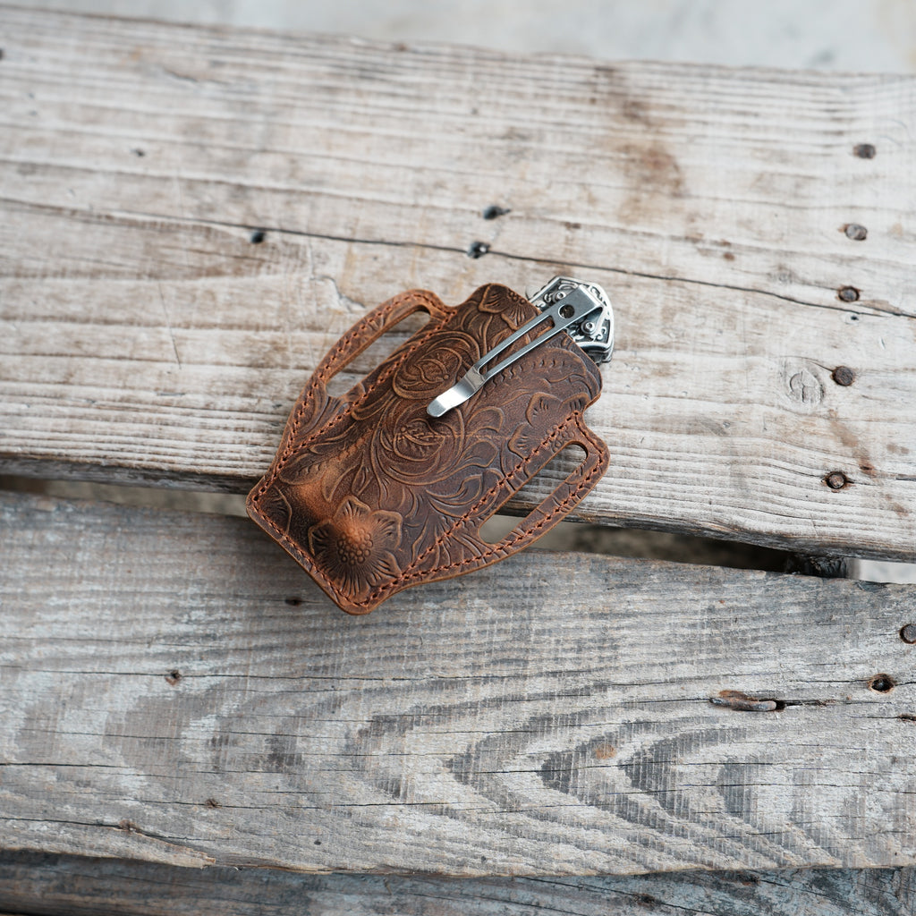 Leather Sheath Folding Knife  for 4 - 5  inch Knives Pocket , Leather Knives Holder, Leather Holster, EDC Leather for buck 110 Pouch