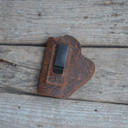 Genuine Leather Gun Holster Handmade Hunting IWB Holster Bag , USP/P8 Pocket Holster Springfield Hellcat and Shield flower brown