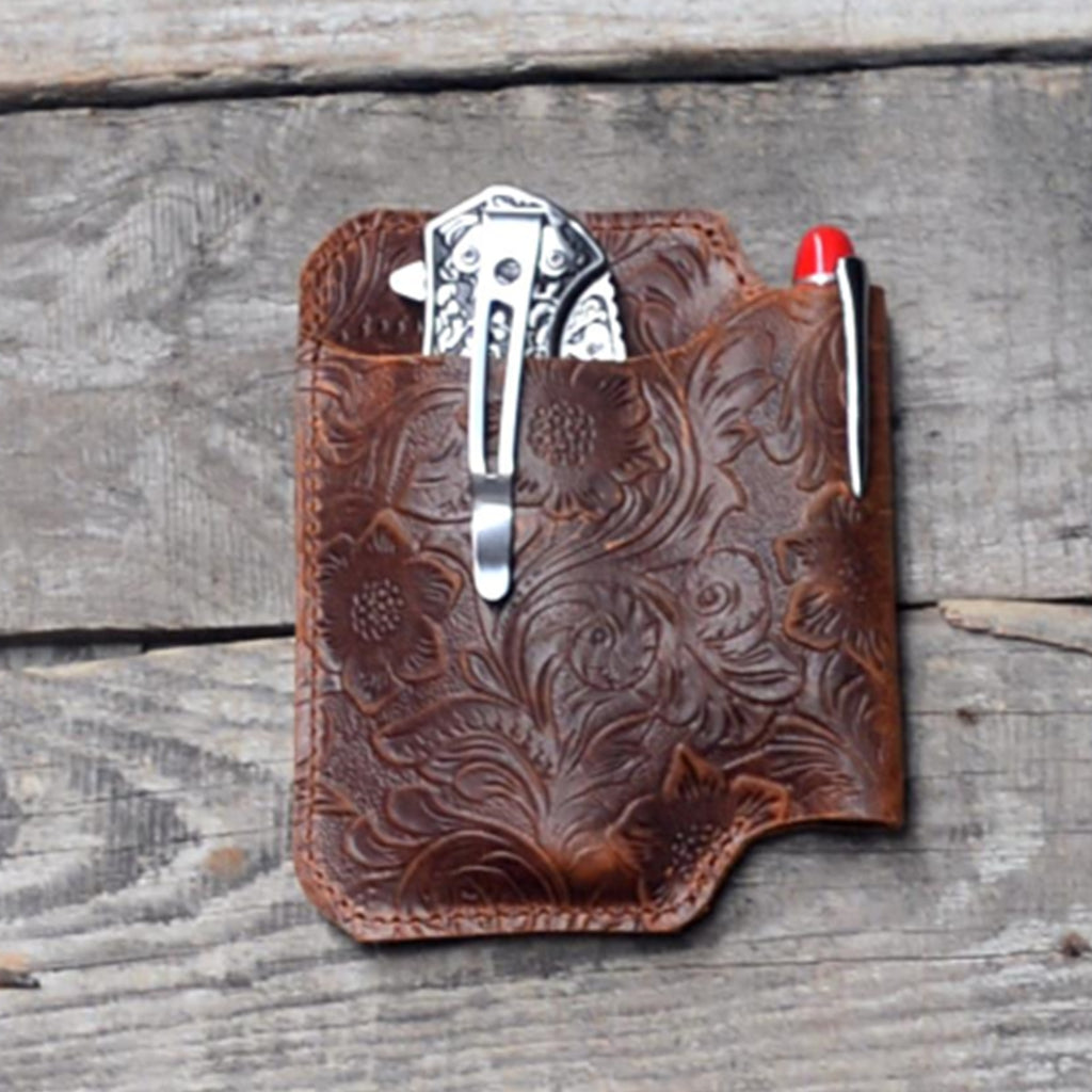 Genuine Leather Multitool Belt Sheath Organizer, EDC Belt Holder Flashlight Holder, Pen Holder , Knives Sheath Holster leatherman wave plus