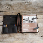 Leather Sketchbook Cover, Leather Artist Sketch Pad Cover for 9 x 12 ,  Refillable leather sketchbook  Holder , Gift for Painter