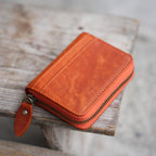 personalized Bifold Wallet, Men's Leather wallet  Card Holder Distressed Leather Wallet  zipper clutch, travel wallet, Leather zipper wallet