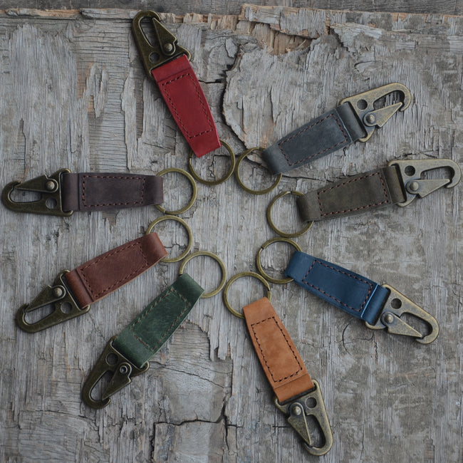 Key Ring Holder EDC Leather Key chain Belt Keychain , Heavy Duty Clip Key Chain Fob for Men,Tactical Keyring Holder for Belt Hover Image