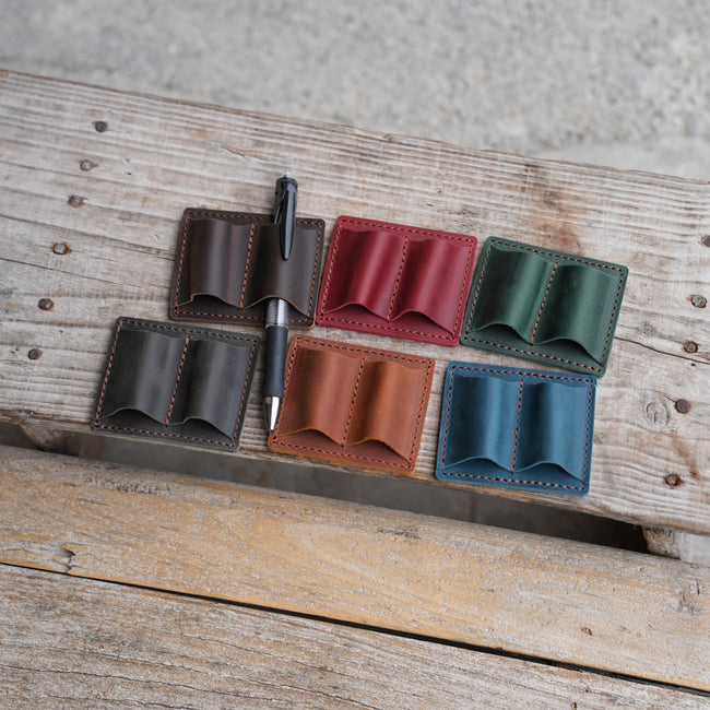 Personalized Leather Pen / Pencil Holders for Notebooks Clip Sleeve,  Protector & Pencil Case   Leather Pen pouch  pencil Leather Pocket Main Image
