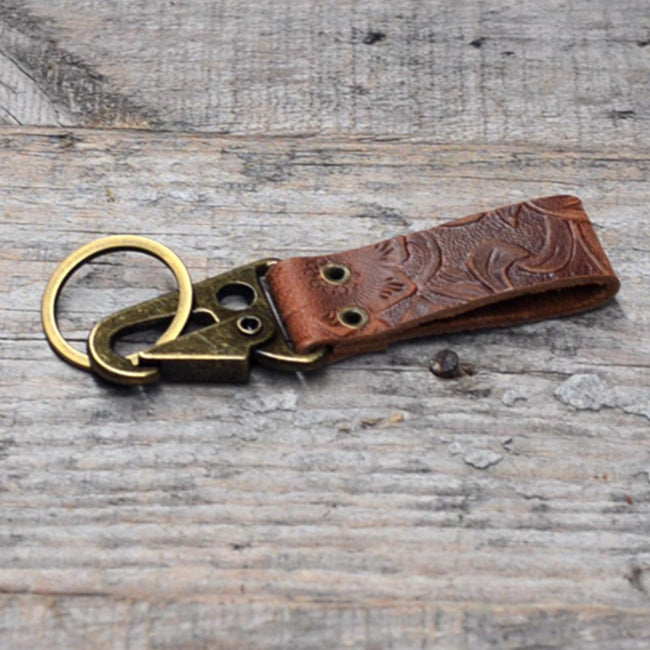 Key Ring Holder EDC Leather Belt Keychain , Belt Clip Key Chain Fob for Men,Tactical Keyring Holder for Belt Main Image