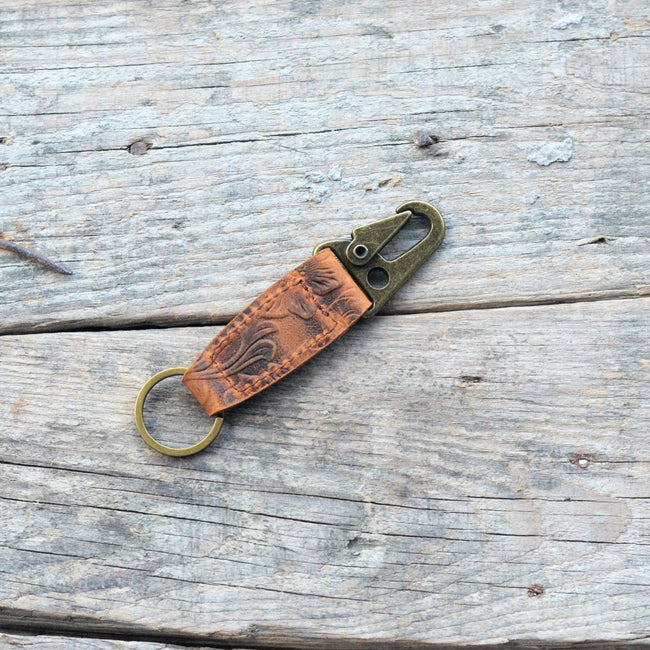 Personalized Leather Keychain, Leather Clip Keychain, EDC Keychain, Leather Keychain, Tactical Keychain,  Key Fob, Gifts Darkbrown  or brown Main Image