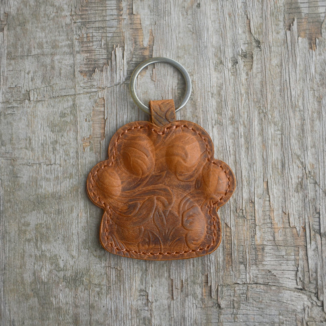 Dog Paw Leather KeyChain Gift Women Men  Key Ring Holder   Leather Belt Keychain , Heavy Duty Clip Key Rings Puppy Doggie Lover key chains Main Image